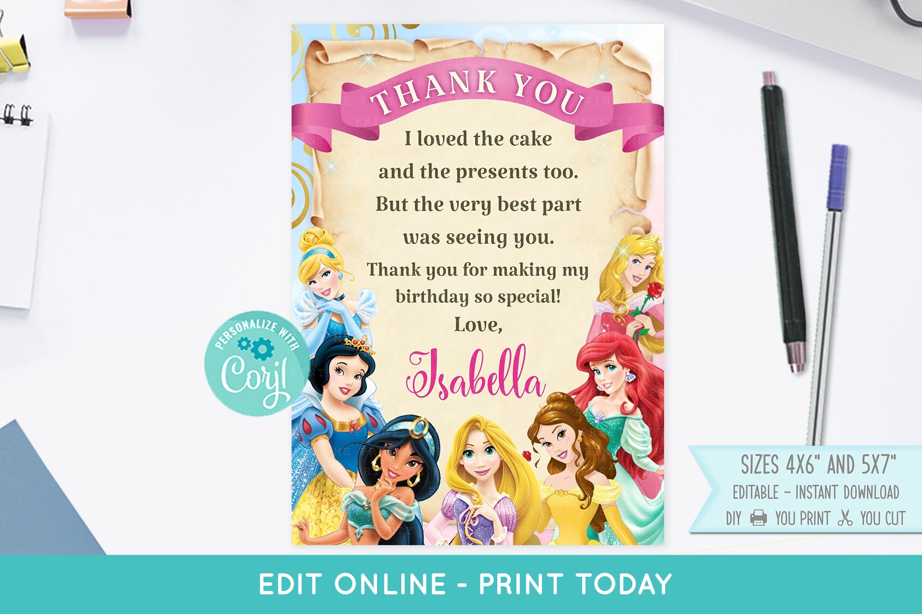 Disney Princess Thank You Card – Easy Inviting