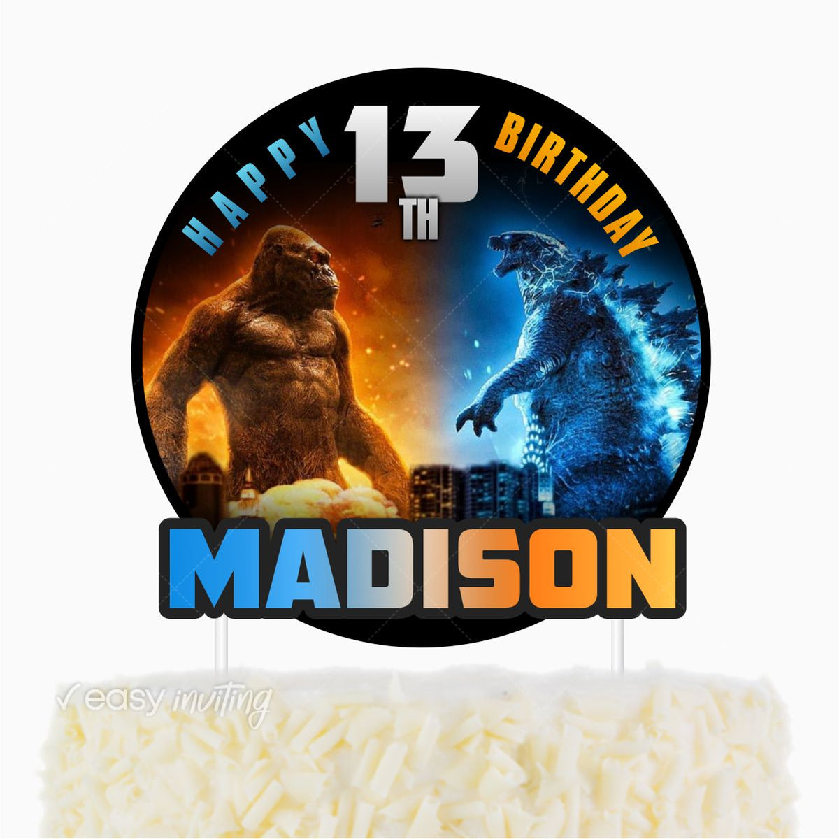 Godzilla Vs. Kong Movie Poster Fight Scene Monsters Edible Cake Topper – A  Birthday Place