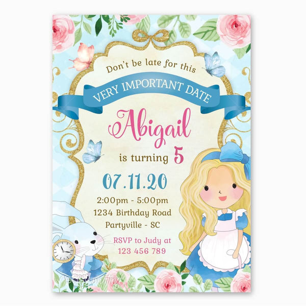 Alice In Wonderland Birthday Invitation Easy Inviting