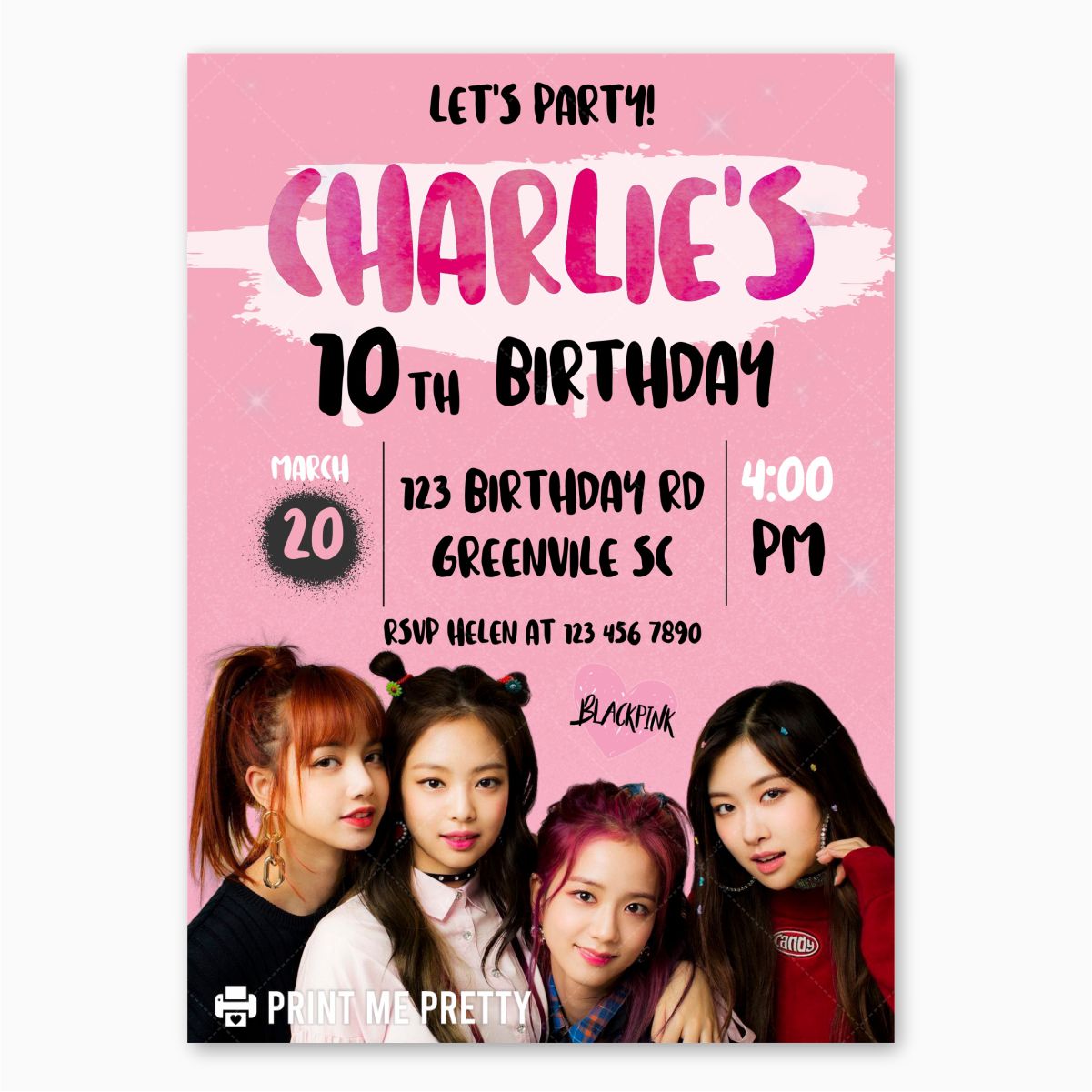 BTS Themed Party Invitation Template Everything is Editable 