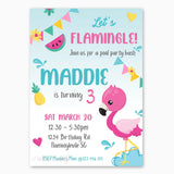 Cute Flamingo Birthday Invitation