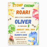 Cute Dinosaurs Birthday Invitation