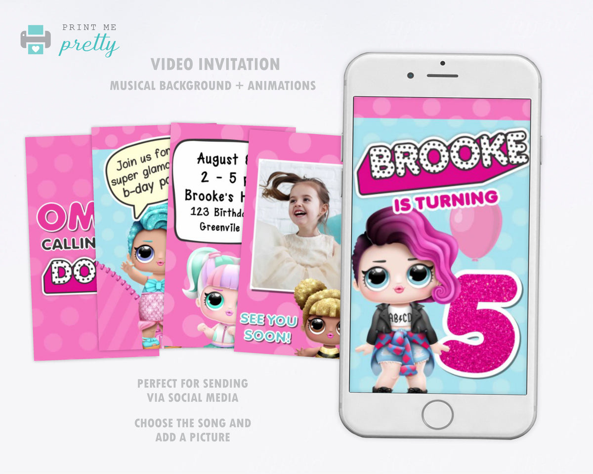 Editable Dolls Theme Video Invitation, Dolls Animated Invitation