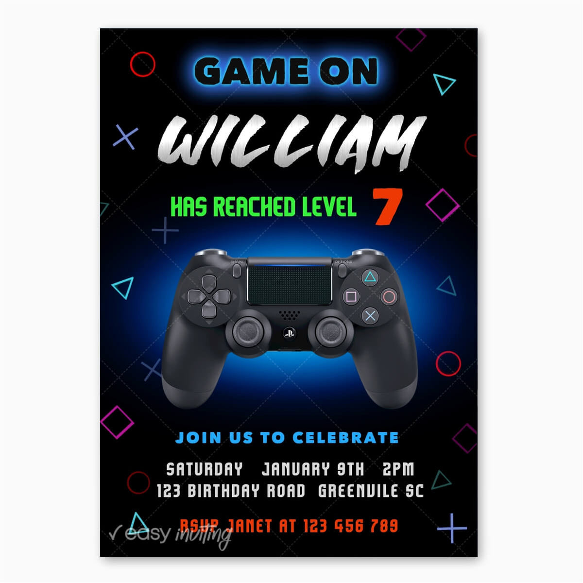 Video Game Invitation Editable Gamer Birthday Invite Video 