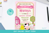 Farm Birthday Invitation for Girls