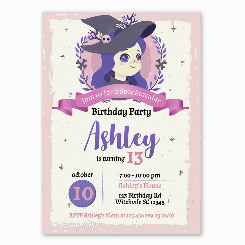 Halloween Birthday Invitation for Girls - Print Me Pretty