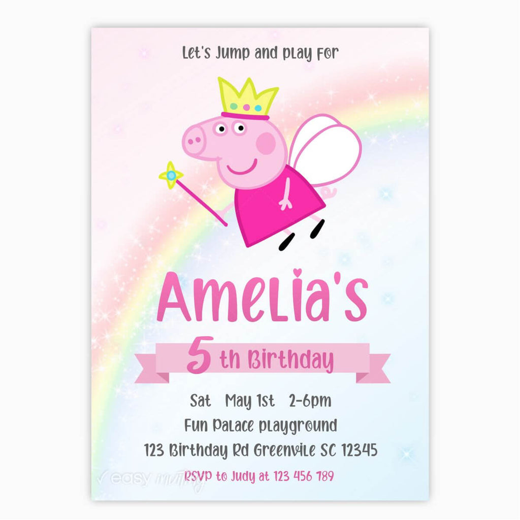 Peppa Pig Fairy Birthday Invitation - Print Me Pretty