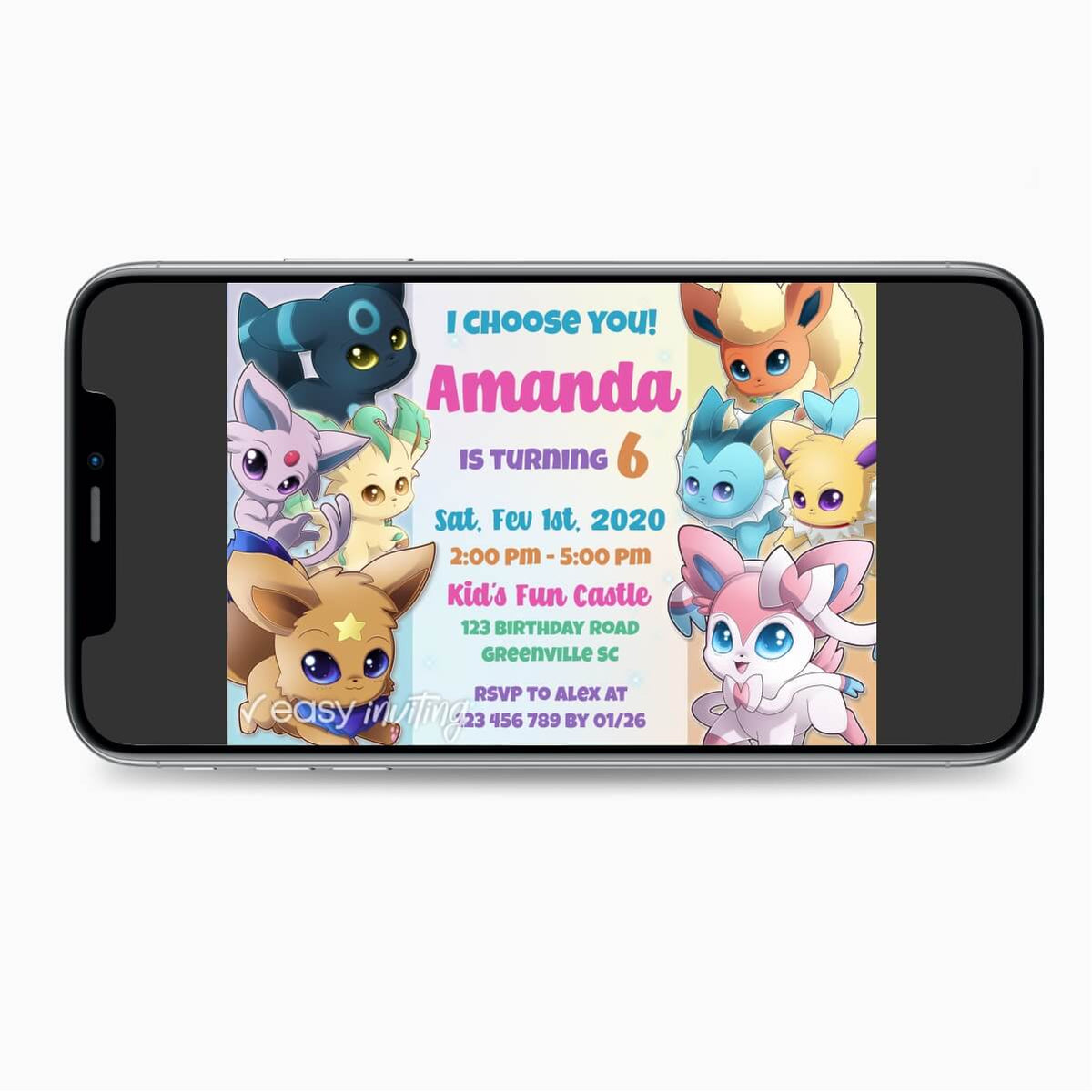 Eevee Pokémon Card Birthday Invitation Amazing Price 6.00$