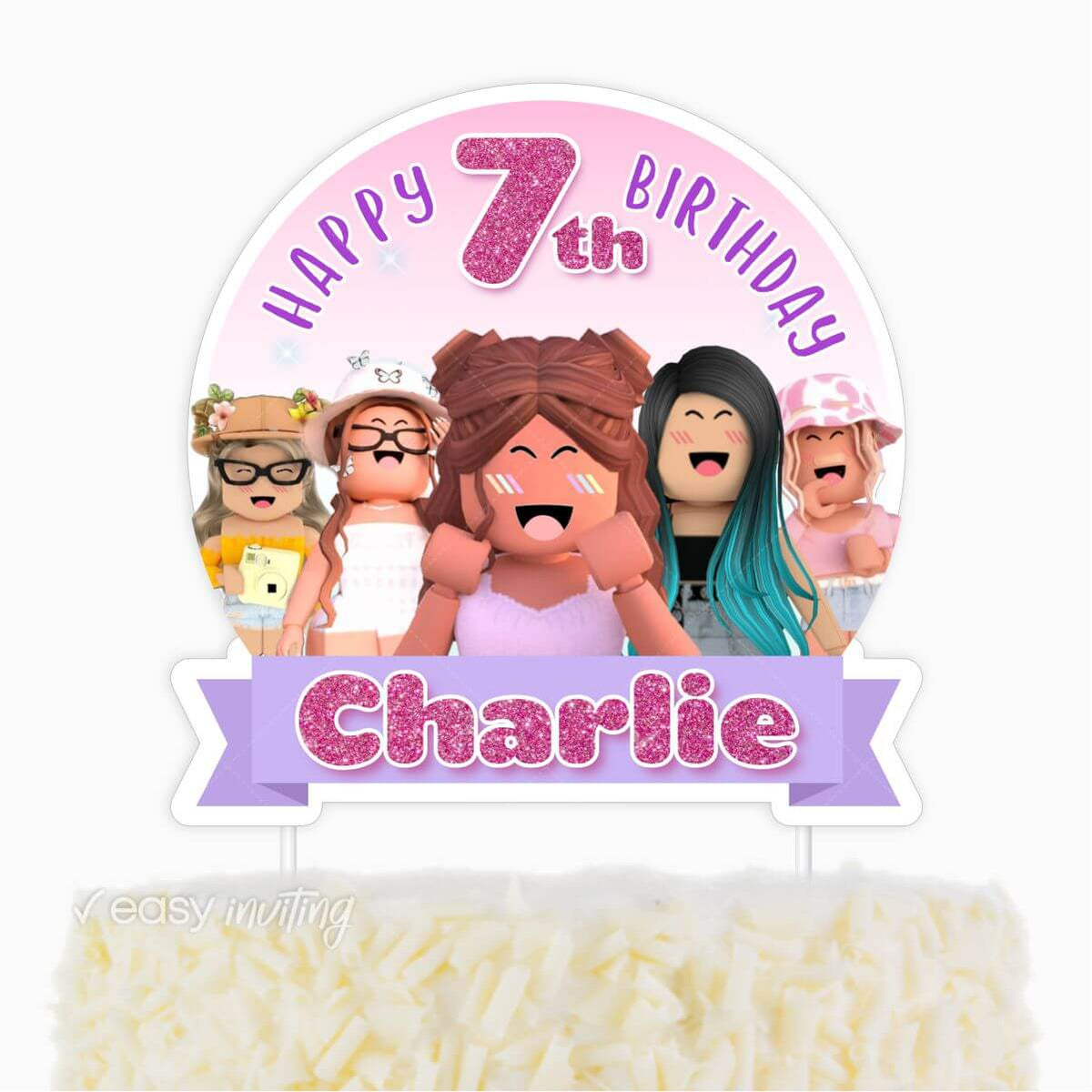  Video Game Cake Topper, Mining Theme Happy Birthday