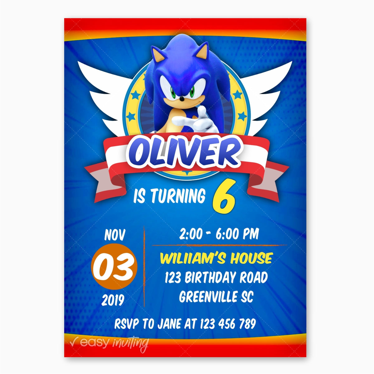 Sonic Birthday Invitation – Easy Inviting