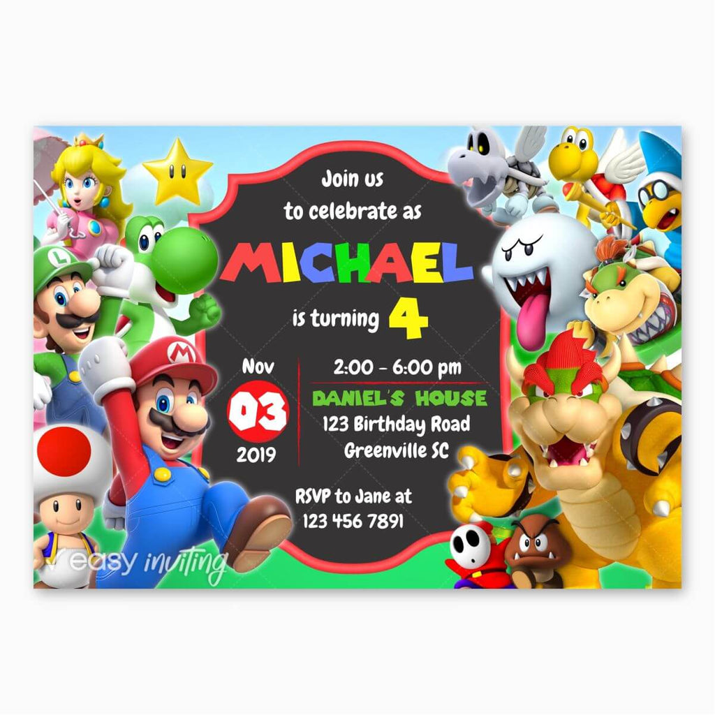 Mario Bros Invitation - Mario Bros Birthday Invitation- Mario Bros Party -  Super Mario Invitation - Mario and Luigi invitation. DIGITAL FILE