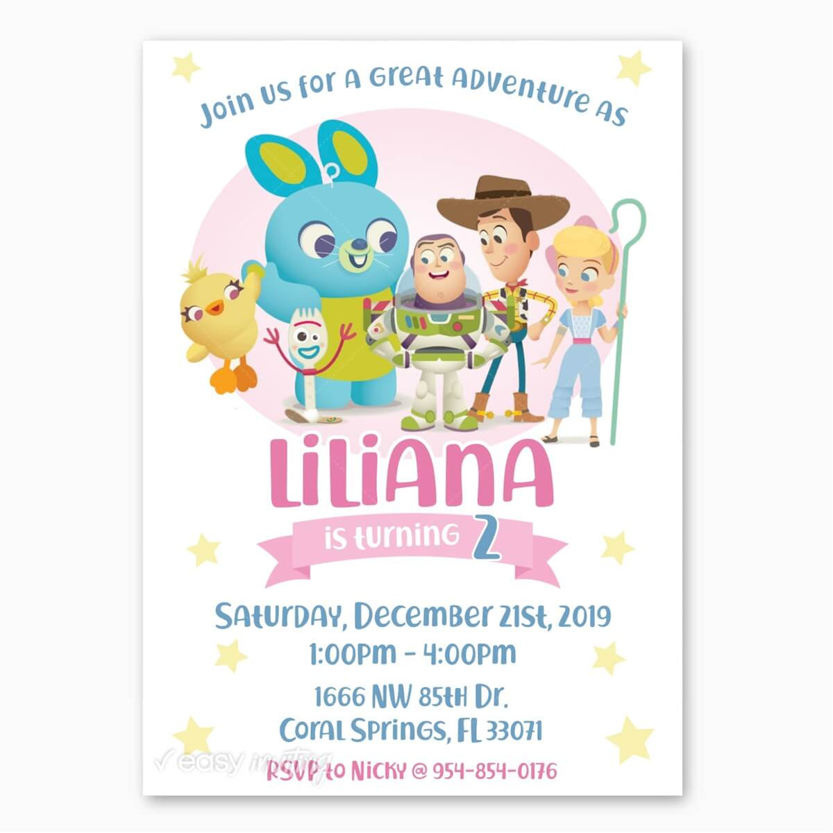 TOY STORY ANIMATED VIDEO BIRTHDAY INVITATION WITH YOUR CHOICE OF