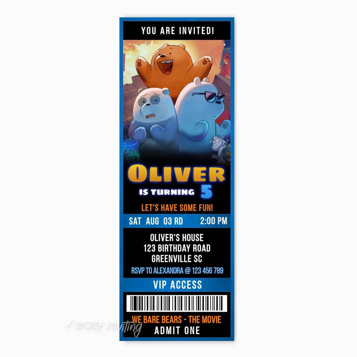 We Bear Bears Printable Movie Tickets