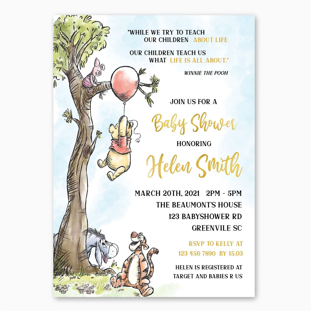 Printable Care Bears Baby Shower Invitations Instant Download